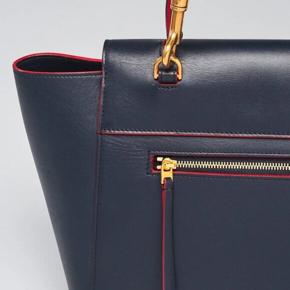 Celine Navy Blue/Red Smooth Calfskin Leather Mini Belt Bag - Picture 9 of 12